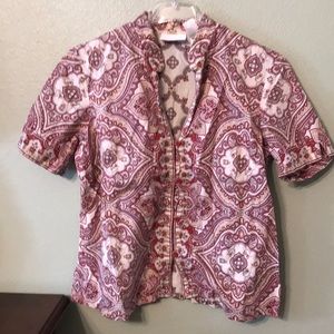 Liz Claiborne Paisley button front top-M